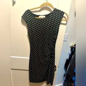 LOFT Fitted Black & White Work Dress. Size XS